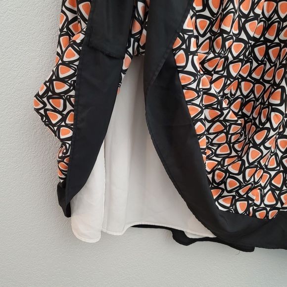 Asos Curve plus fit and flare fully lined sleeveless dress black orange - Picture 7 of 10